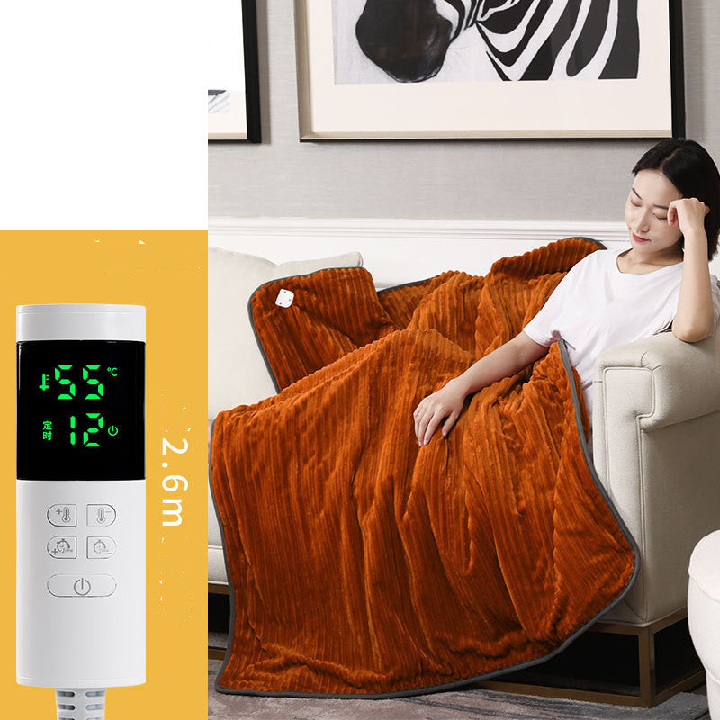 KTX-984979 Flannel Electric Blanket for All Seasons - Cozy Heated Warm Quilt in Grey, Green, and Begonia Red