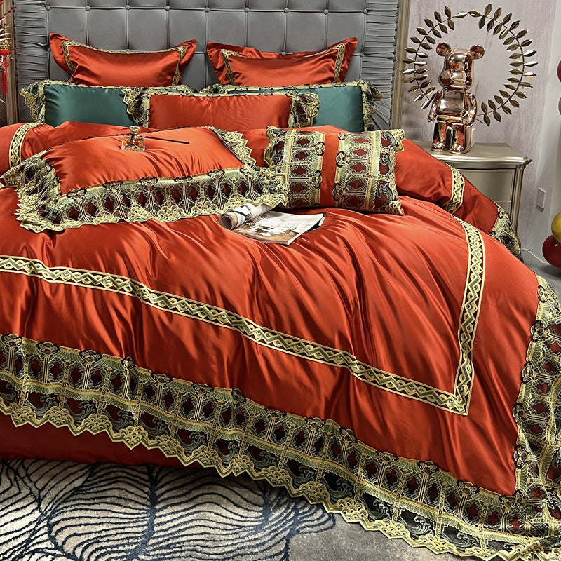 KTX-987283 Luxury Brocade Cotton Bedding Set - Four, Six, and Seven Pieces Available for 1.5m and 2.0m Beds
