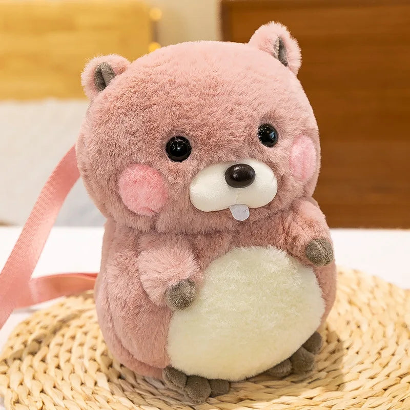 KTX-987539 Hamster Plush Backpack 2-in-1 Soft Stuffed Animal and Pouch for Kids Ages 2 to 14 Years