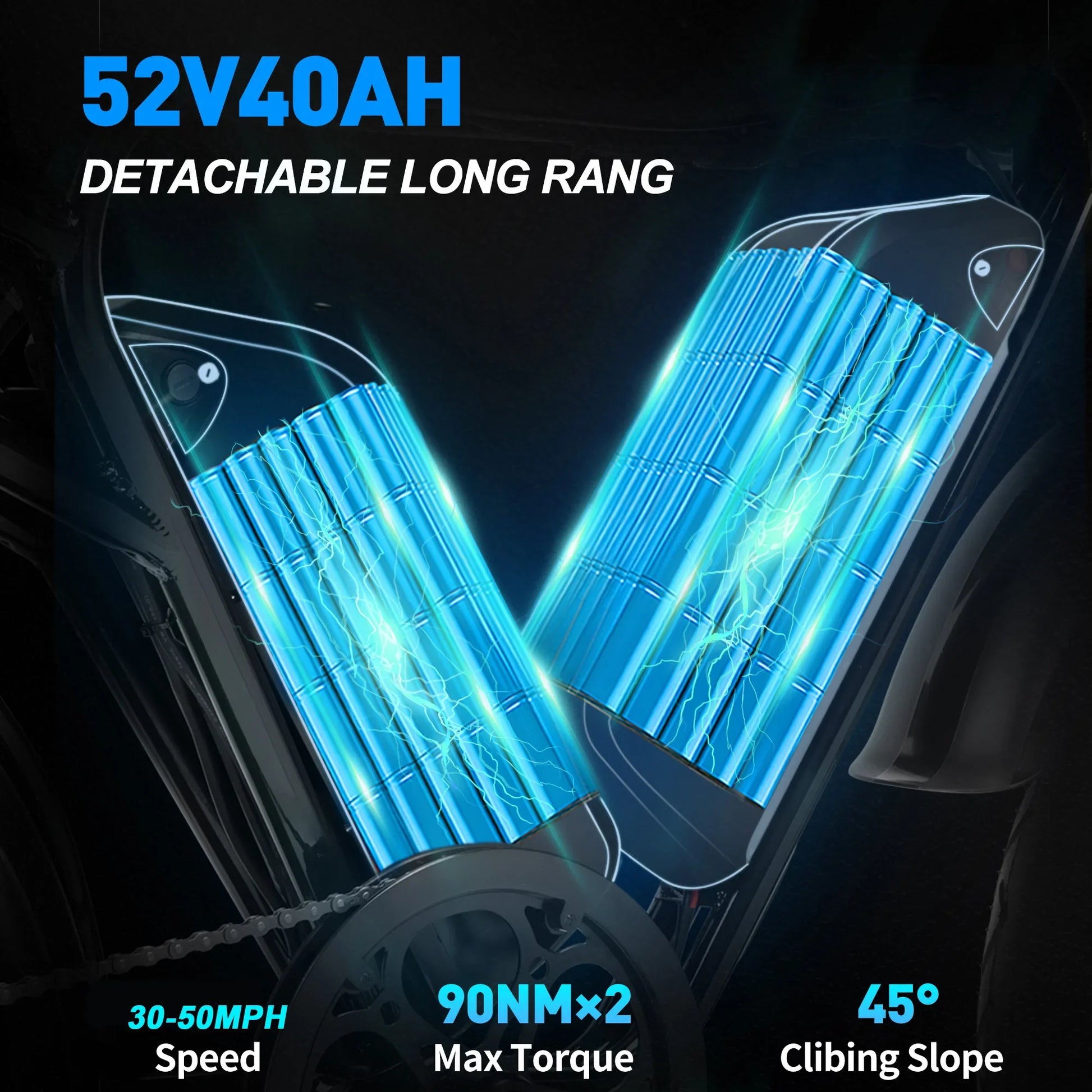 KTX-988371 2000W Dual Battery Mountain Electric Bike with Fat Tires, 7-Speed, and Hydraulic Disc Brakes