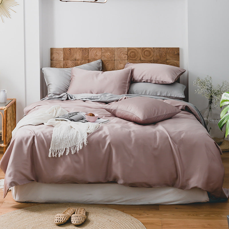 KTX-988435 Summer Light Luxury Tencel Four-Piece Bed Set - Silky Soft Ice Silk Feel