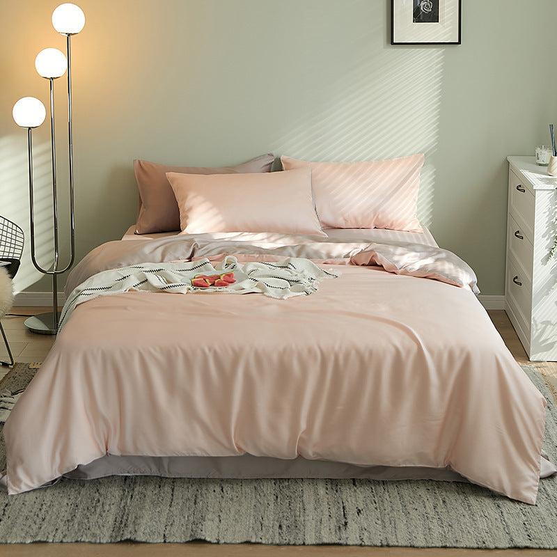 KTX-988435 Summer Light Luxury Tencel Four-Piece Bed Set - Silky Soft Ice Silk Feel