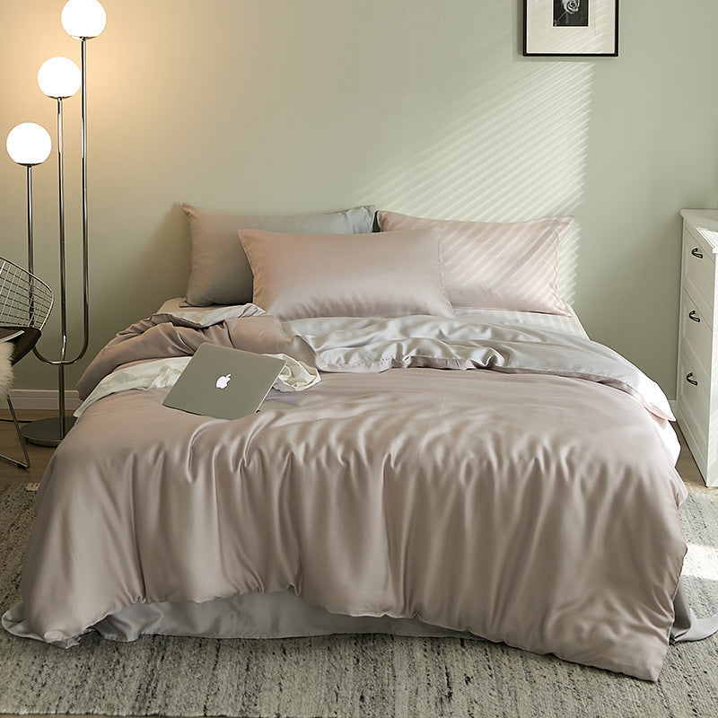 KTX-988435 Summer Light Luxury Tencel Four-Piece Bed Set - Silky Soft Ice Silk Feel