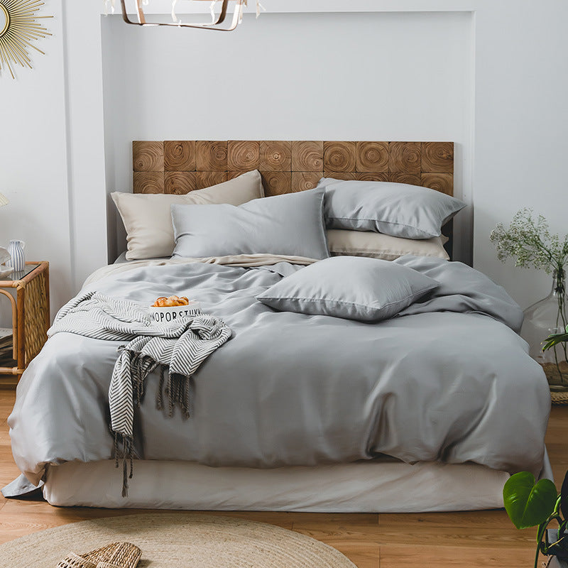 KTX-988435 Summer Light Luxury Tencel Four-Piece Bed Set - Silky Soft Ice Silk Feel