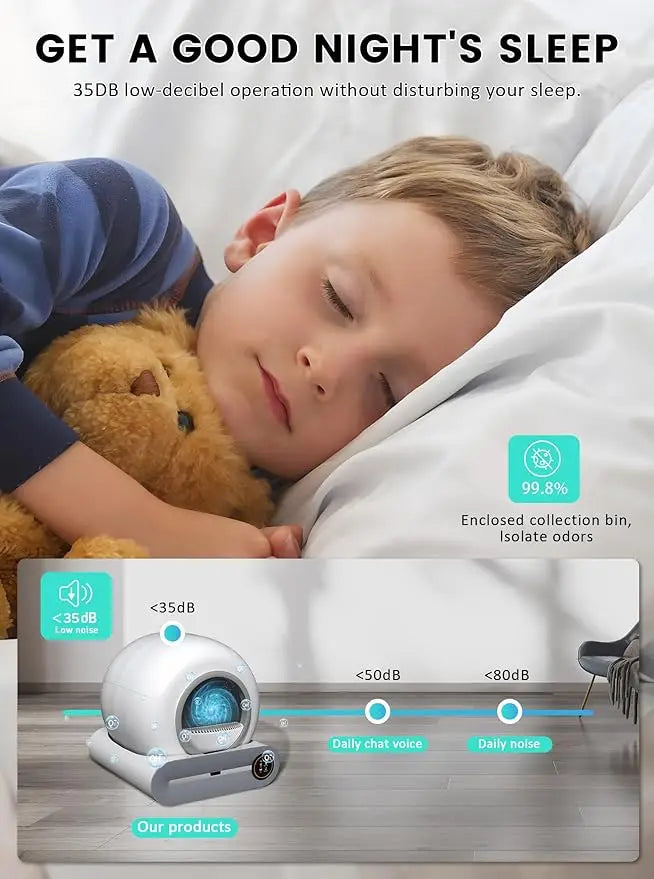 KTX-988883 Automatic Self-Cleaning Cat Litter Box with Odor Control and App Management, 65L Capacity, Suitable for Multiple Cats