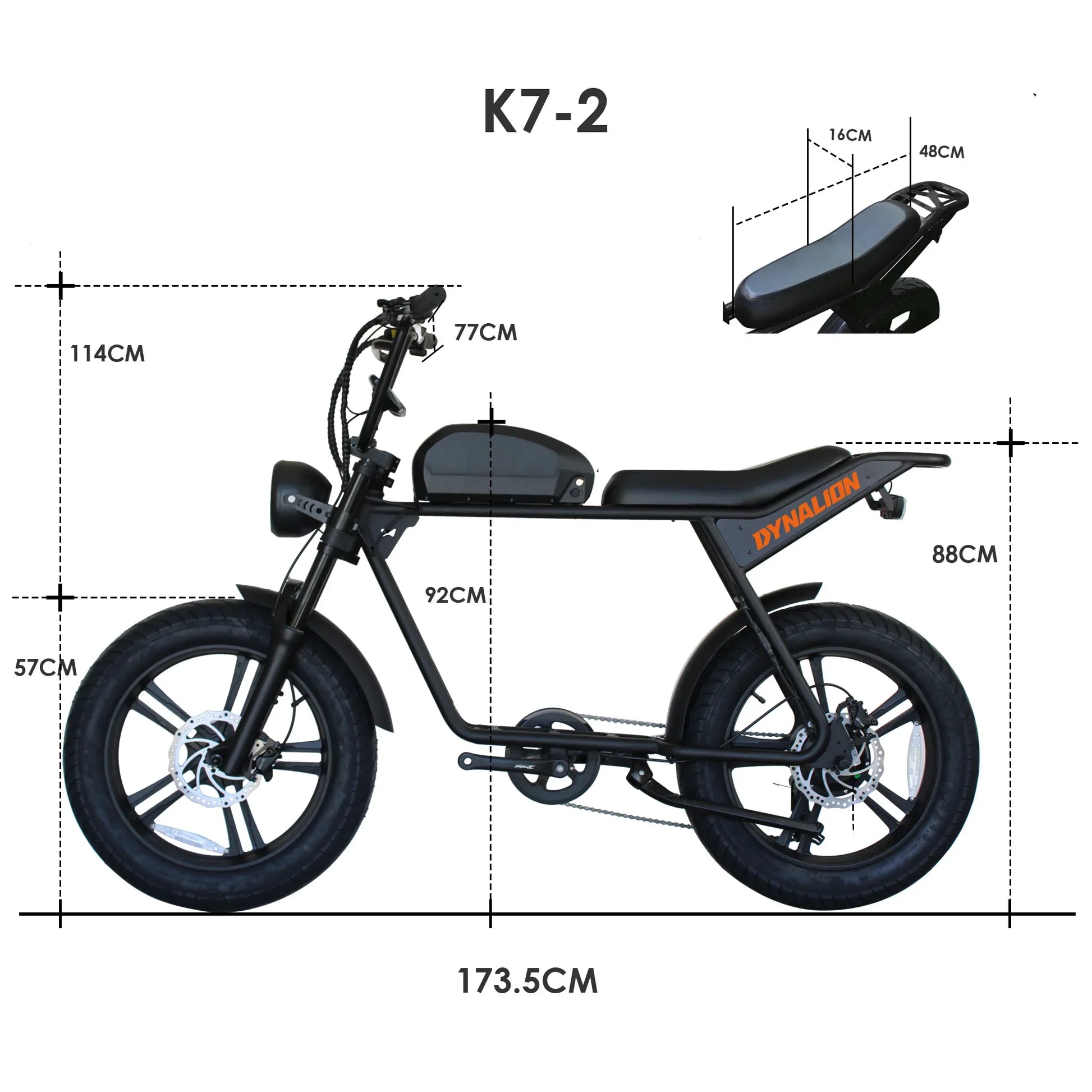 KTX-989523 48V 16Ah Electric Fat Tire Bike with 7-Speed Gears and Rear Hub Motor