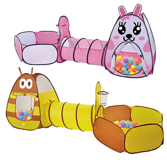 KTX-989843 3-in-1 Indoor Play Tunnel Set with 150 Ocean Balls for Kids Ages 2-13