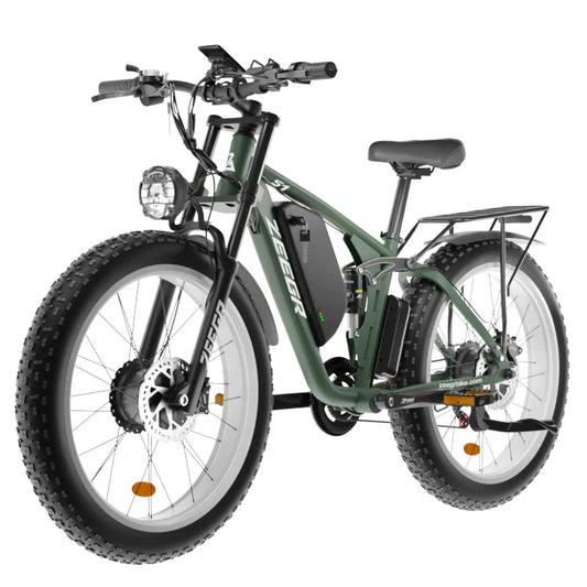 KTX-990291 Powerful 2000W Electric Mountain Bike with 48V Battery and Hydraulic Disc Brakes - 7 Speed, 26" Fat Tires, Color LCD Display