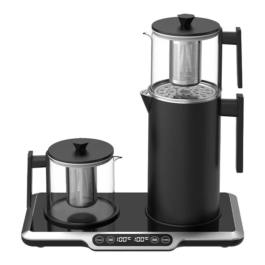 KTX-990355 Electric Glass Teapot with Temperature Control and 2.7L Capacity, Automatic Shut-Off, Stainless Steel Design