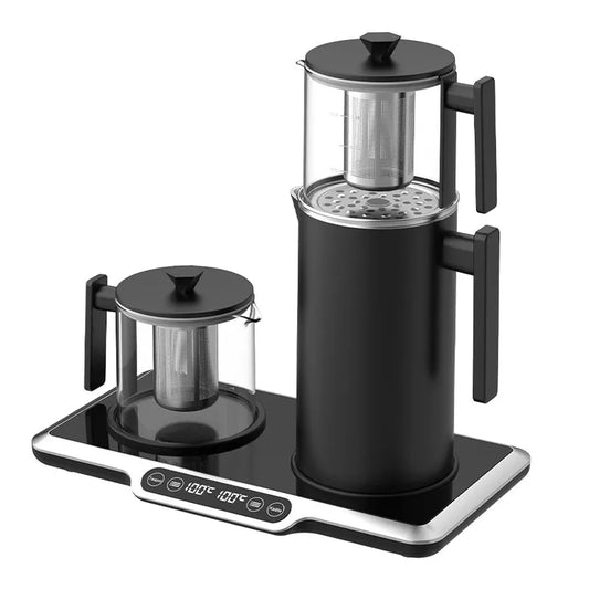 KTX-990355 Electric Glass Teapot with Temperature Control and 2.7L Capacity, Automatic Shut-Off, Stainless Steel Design