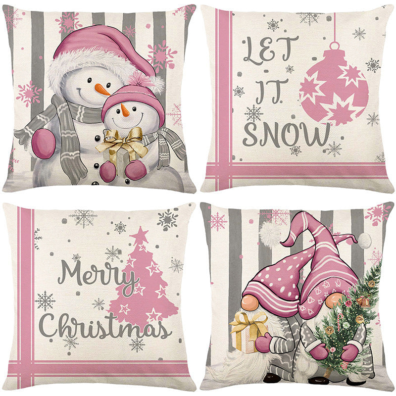 KTX-990419 Christmas-Themed Letter Pattern Pillowcase – 45 x 45 cm Polyester Cover in Various Colors