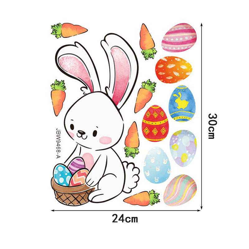 KTX-990675 Bunny Egg Decorative Wall Stickers for Children's Rooms - PVC Mural Art, Medium Size