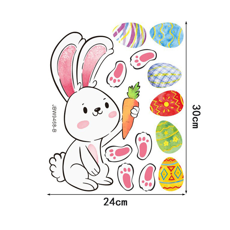 KTX-990675 Bunny Egg Decorative Wall Stickers for Children's Rooms - PVC Mural Art, Medium Size