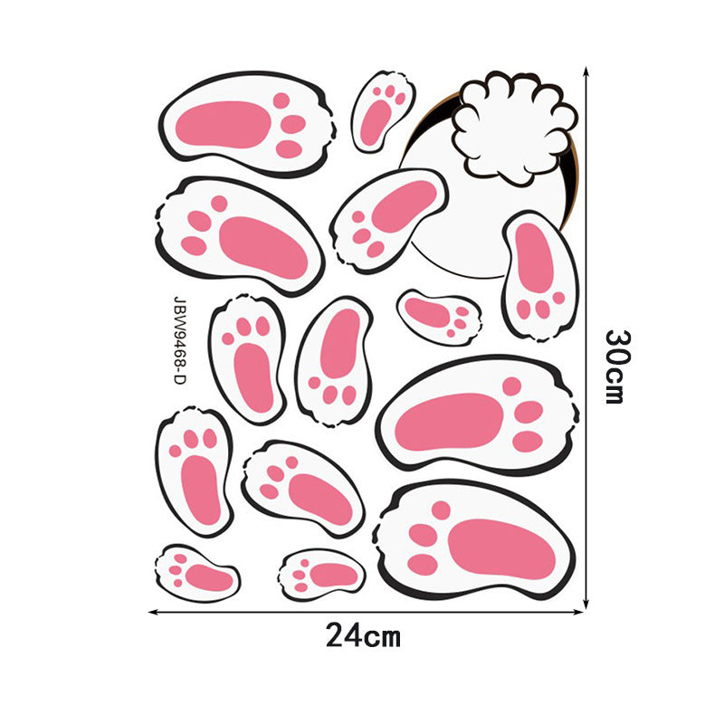 KTX-990675 Bunny Egg Decorative Wall Stickers for Children's Rooms - PVC Mural Art, Medium Size