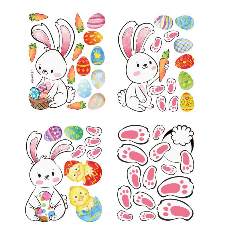 KTX-990675 Bunny Egg Decorative Wall Stickers for Children's Rooms - PVC Mural Art, Medium Size