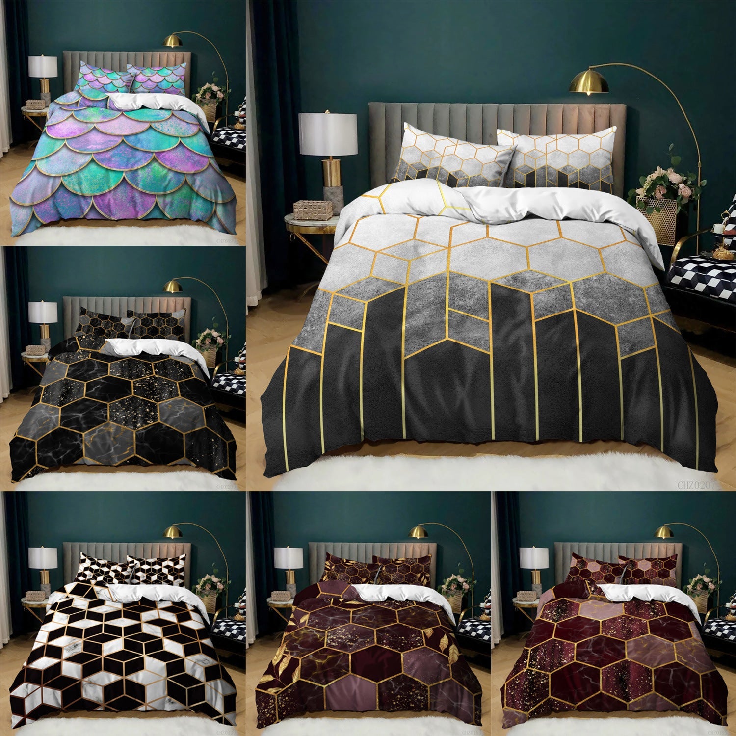 KTX-991059 Flower Color 4-Piece Quilt Cover Set, Soft Chemical Fiber Bedding for 1.8m Bed