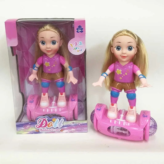 KTX-991571 Battery Operated Balance Car Doll Toy with Music and Light for Kids