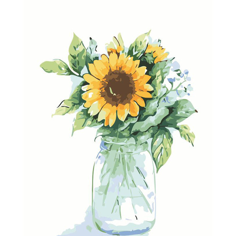 KTX-991571 Bottle of Sunflower Digital Oil Painting - Romanticism Canvas Art 40x50cm