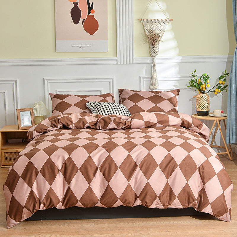 KTX-992211 Geometric Pattern Brushed Single Duvet Cover for Dormitories and Bedrooms