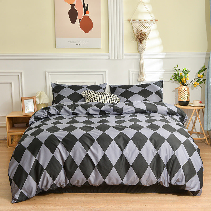 KTX-992211 Geometric Pattern Brushed Single Duvet Cover for Dormitories and Bedrooms