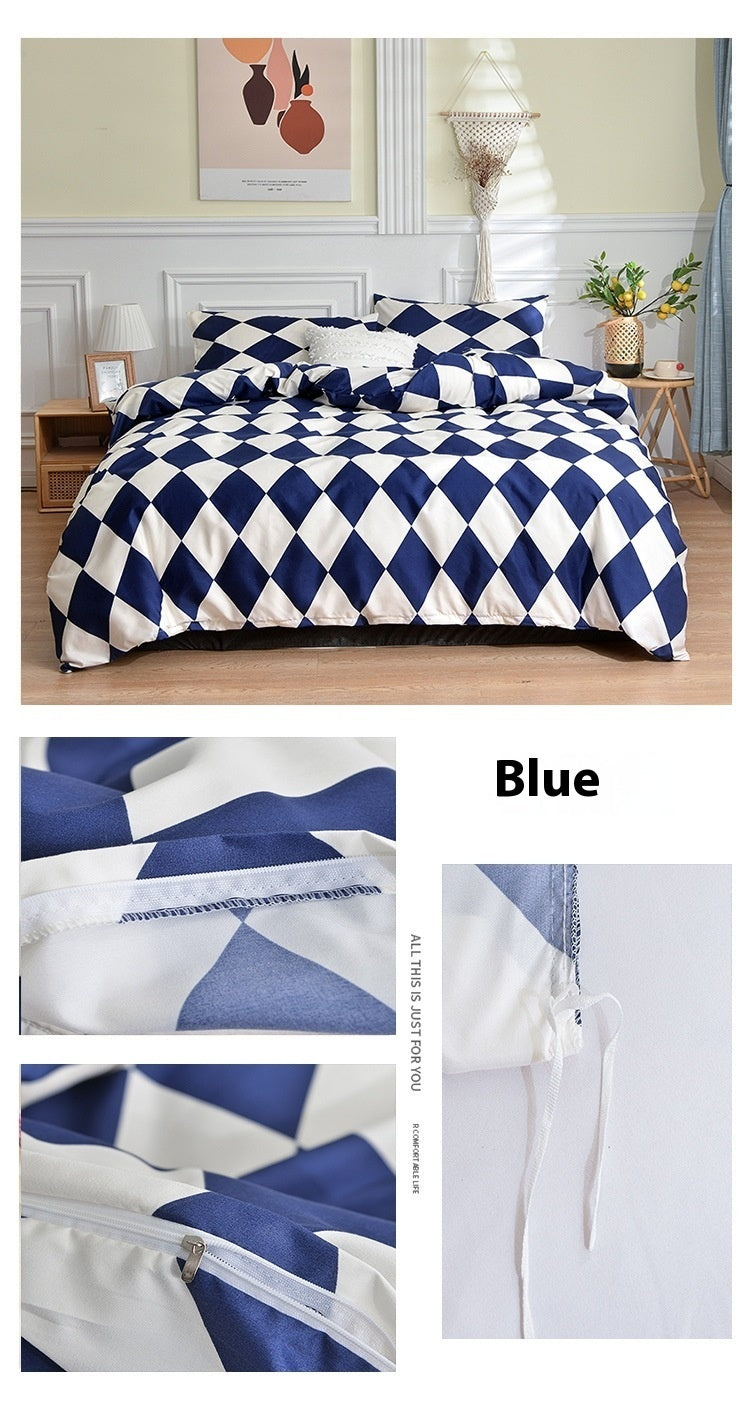 KTX-992211 Geometric Pattern Brushed Single Duvet Cover for Dormitories and Bedrooms