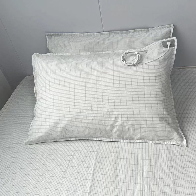 KTX-992851 Grounding Gas Conductive Silver Fiber and Cotton Pillowcase Cover in White