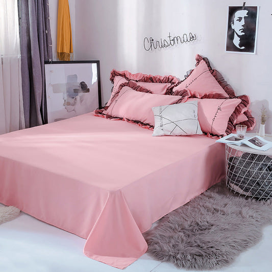 KTX-993043 Solid Color Sanding Bed Set of Four - Plush Acetate Fiber with Quilt Cover, Sheet, and Pillowcases