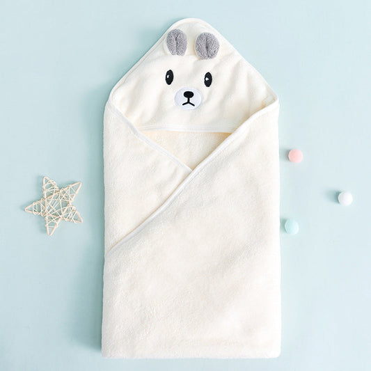 KTX-993619 Soft Coral Velvet Newborn Baby Quilt - Seasonal Use in White, Orange, Gray, Green, and Pink Bear Designs (80 x 80 cm)