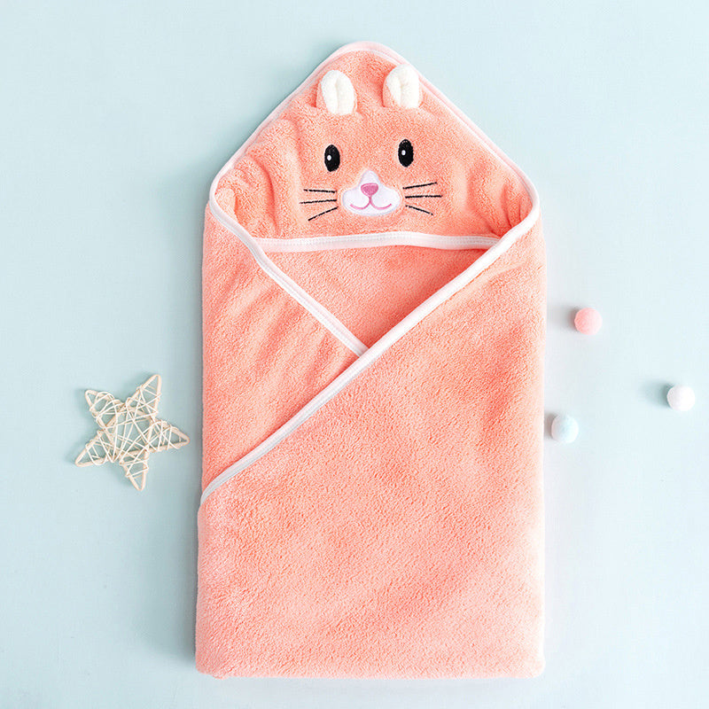 KTX-993619 Soft Coral Velvet Newborn Baby Quilt - Seasonal Use in White, Orange, Gray, Green, and Pink Bear Designs (80 x 80 cm)