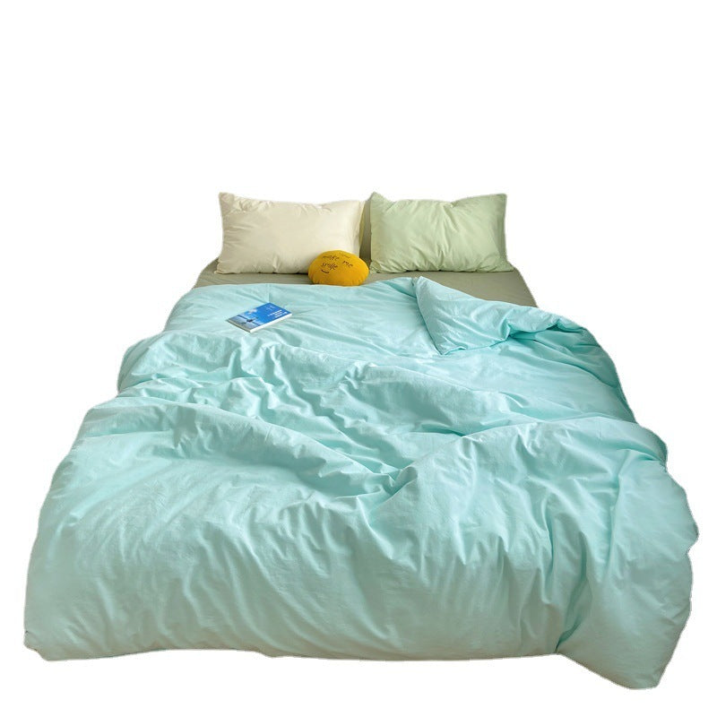 KTX-993875 Solid Color Cotton Four-Piece Quilt Cover Set in Japanese Style