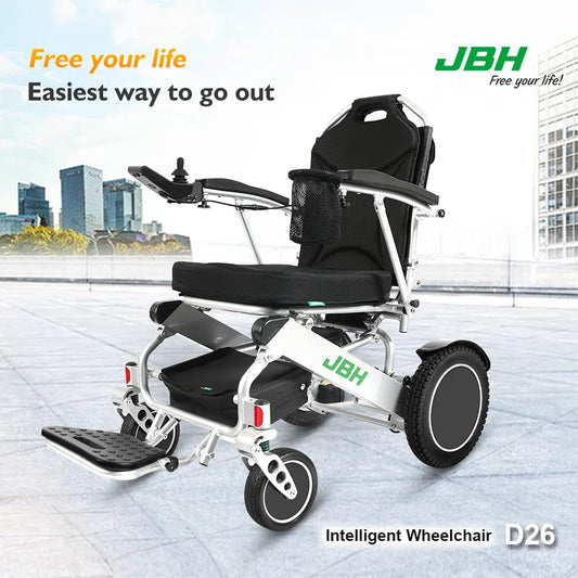 KTX-994067 Portable Folding Power Wheelchair with Cup Holder for Elderly and Disabled - 120 kg Capacity, Silver
