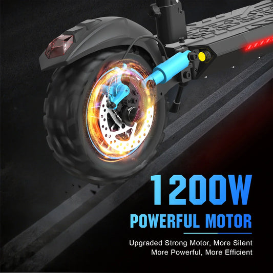 KTX-995219 1200W Electric Scooter with Seat, Foldable, App Control, Waterproof, Dual Suspension, 45-60 km Range