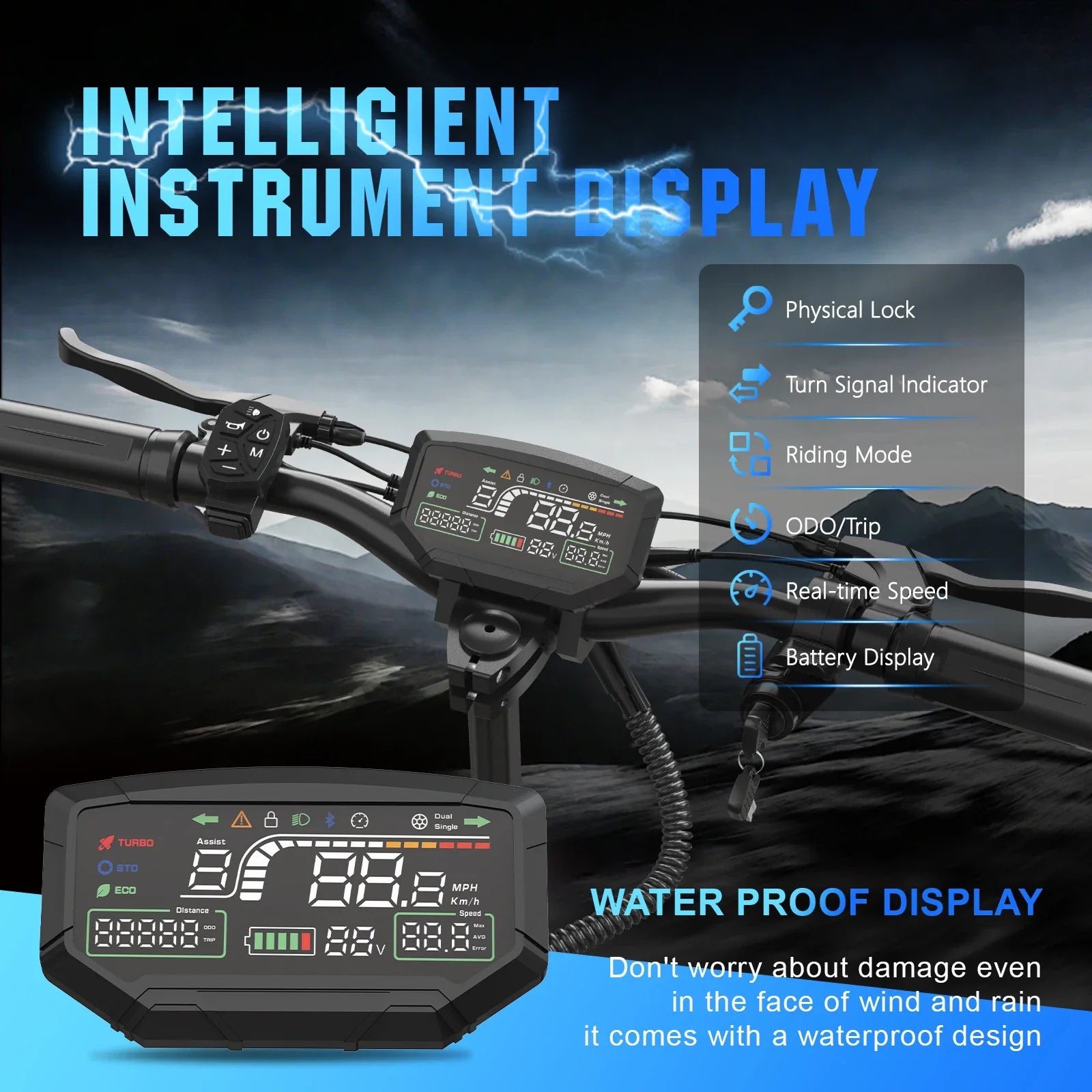 KTX-995219 1200W Electric Scooter with Seat, Foldable, App Control, Waterproof, Dual Suspension, 45-60 km Range