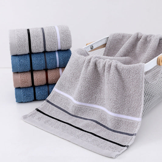 KTX-995923 Thickened Cotton Towel - Soft, Absorbent, 33x72cm, Available in Camel, Navy, Silver Grey