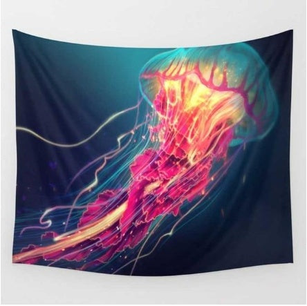 KTX-996051 Jellyfish Pattern European Style Rectangular Tapestry in Chemical Fiber Material