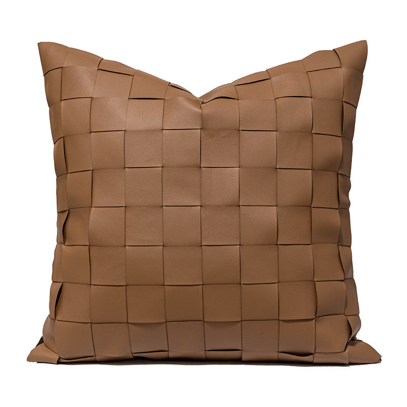 KTX-996819 Scandinavian Woven Leather Pillow Covers for Living Room, 45x45CM