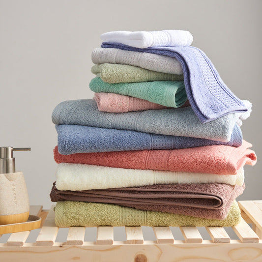 KTX-997075 Minimalist Cotton Towel Set - Square Towel, Hand Towel, Bath Towel, Soft and Absorbent