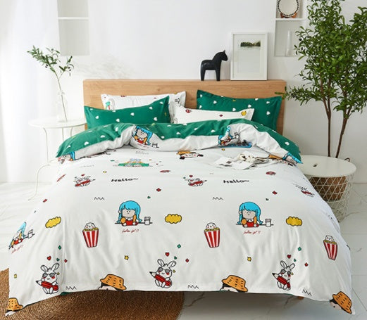 KTX-997331 Modern Aloe Cotton Four-Piece Sheet Set for 1.5m Beds in Various Patterns