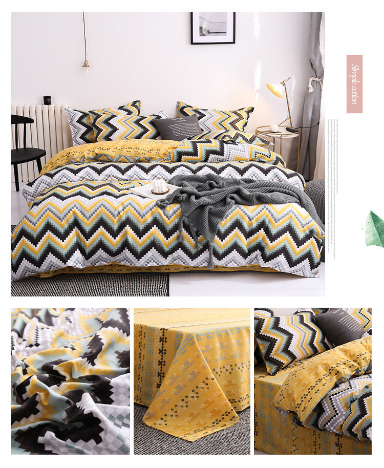 KTX-997331 Modern Aloe Cotton Four-Piece Sheet Set for 1.5m Beds in Various Patterns