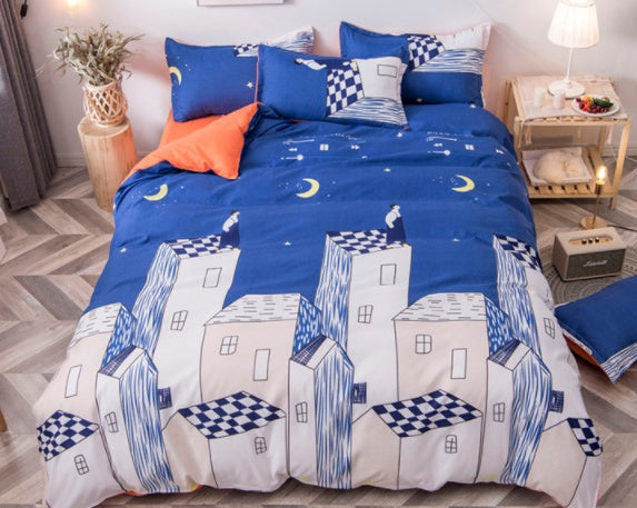 KTX-997331 Modern Aloe Cotton Four-Piece Sheet Set for 1.5m Beds in Various Patterns