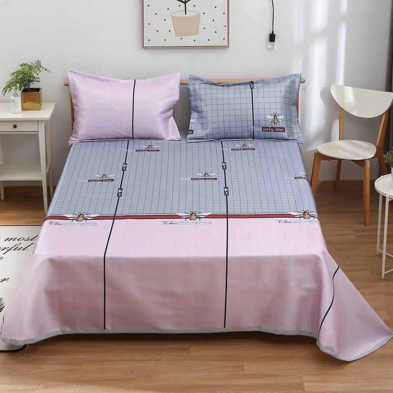 KTX-997331 Three-Piece Washable Ice Silk Bedding Mat Set - Modern Floral Design for 1.5m, 1.8m, and 2.0m Beds