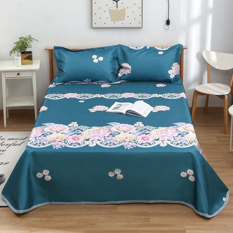 KTX-997331 Three-Piece Washable Ice Silk Bedding Mat Set - Modern Floral Design for 1.5m, 1.8m, and 2.0m Beds