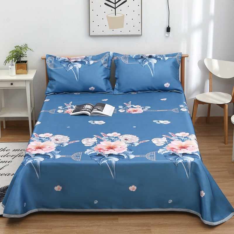 KTX-997331 Three-Piece Washable Ice Silk Bedding Mat Set - Modern Floral Design for 1.5m, 1.8m, and 2.0m Beds