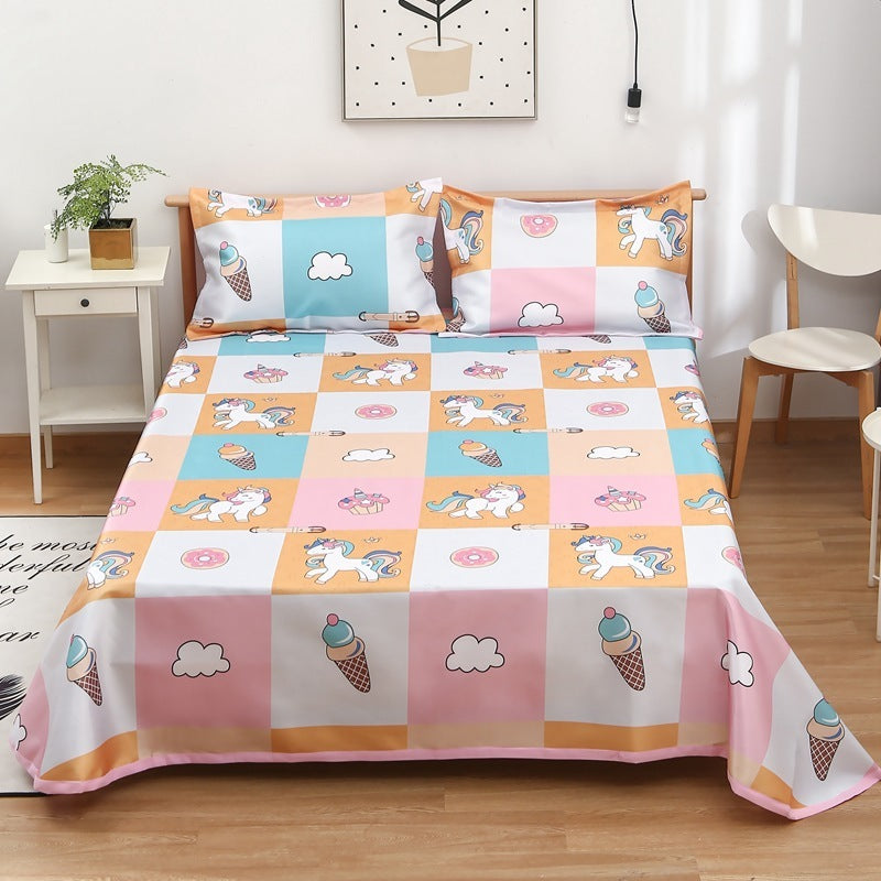 KTX-997331 Three-Piece Washable Ice Silk Bedding Mat Set - Modern Floral Design for 1.5m, 1.8m, and 2.0m Beds