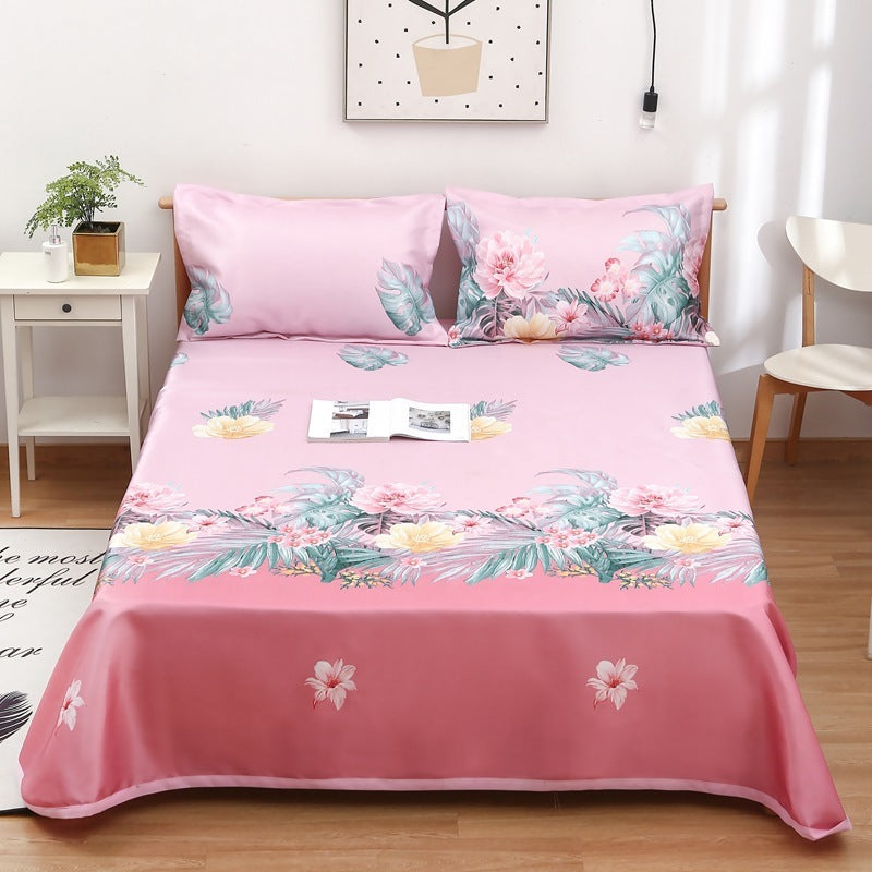 KTX-997331 Three-Piece Washable Ice Silk Bedding Mat Set - Modern Floral Design for 1.5m, 1.8m, and 2.0m Beds