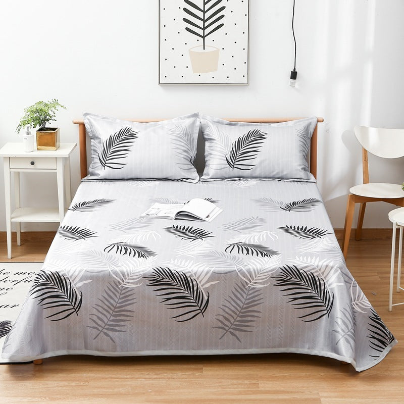 KTX-997331 Three-Piece Washable Ice Silk Bedding Mat Set - Modern Floral Design for 1.5m, 1.8m, and 2.0m Beds