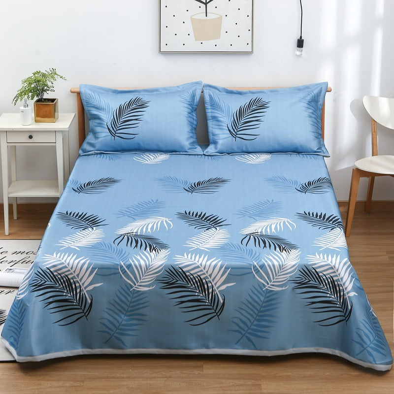 KTX-997331 Three-Piece Washable Ice Silk Bedding Mat Set - Modern Floral Design for 1.5m, 1.8m, and 2.0m Beds