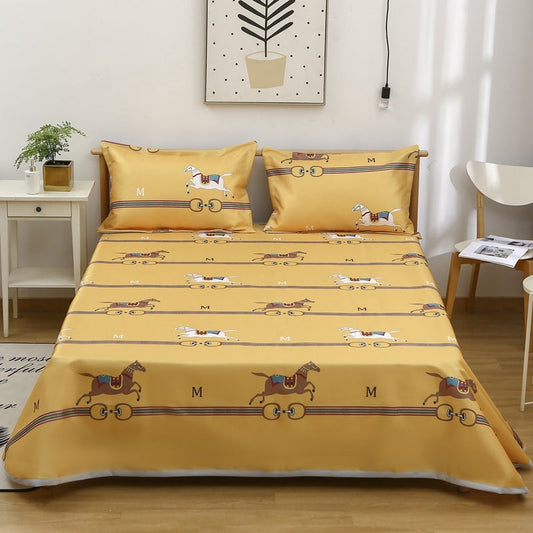 KTX-997331 Three-Piece Washable Ice Silk Bedding Mat Set - Modern Floral Design for 1.5m, 1.8m, and 2.0m Beds