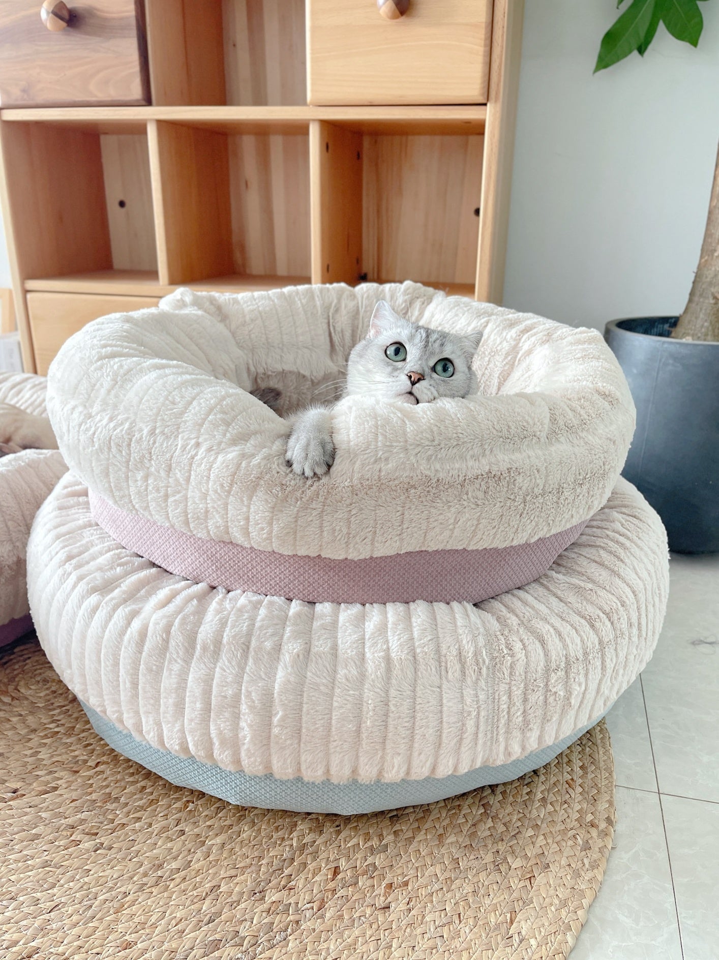 KTX-997779 Soft Thickened Round Cat and Dog Pad with Plush Filling and Velvet Surface, Multiple Sizes Available