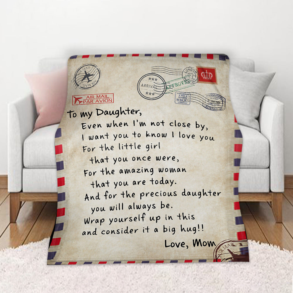 KTX-997971 Cozy Flannel Fleece Blanket with Inspirational Message for Daughter, Son, or Wife - 3 Sizes Available
